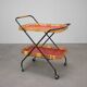 1960s Czechoslovak Mid-Century Folding Bamboo Serving Trolley Bar Cart