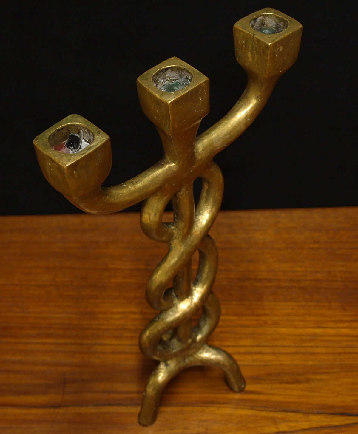 Brutalist bronze chandelier