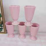 Coffee service, coffee pot and 5 pink mazagrans