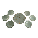 Art Deco Pistachio and Gold Leaf Plates Viloca Paris Caffarelli