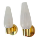 Mid-Century Swedish Wall Lamps in Brass and Glass, 1970, Set of 2