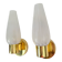 Mid-Century Swedish Wall Lamps in Brass and Glass, 1970, Set of 2