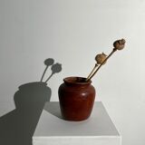 Brutalist ochre terracotta pot