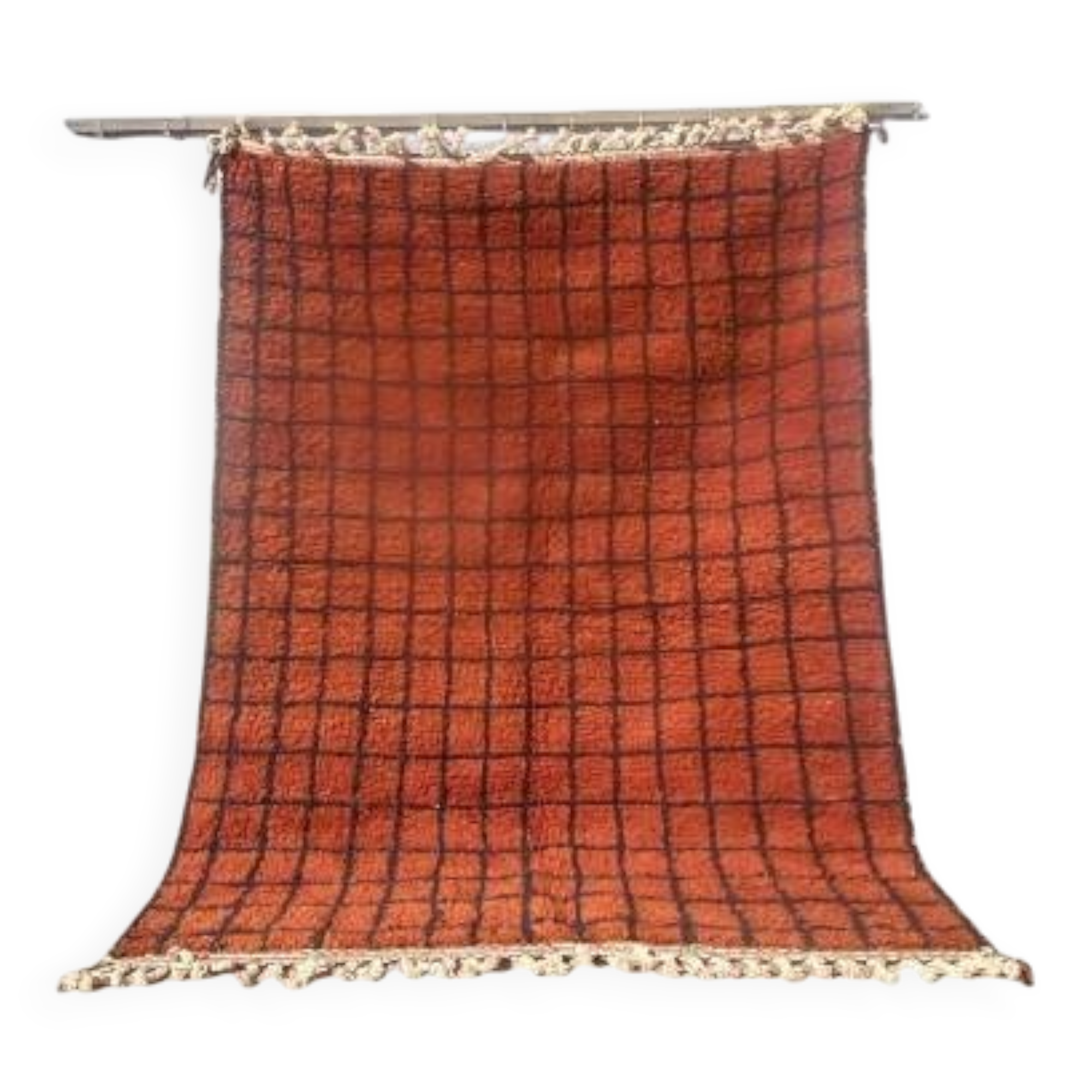 Handmade Moroccan Wool Rug – Authentic Berber Carpet with Geometric Grid Design