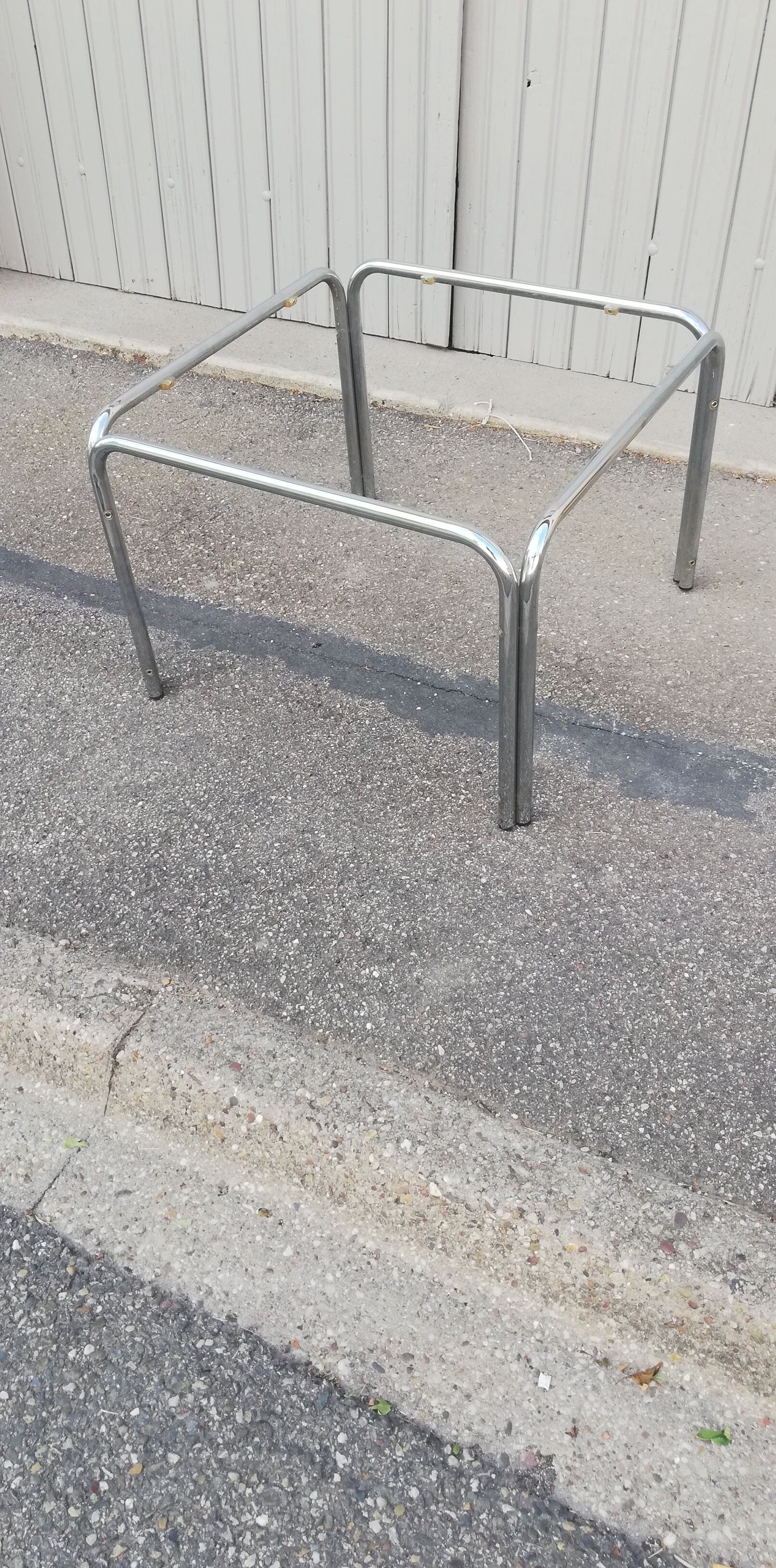 Vintage square coffee table chrome and smoked glass