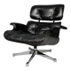 Chaise longue Eames entièrement noire par Herman Miller, années 1970.