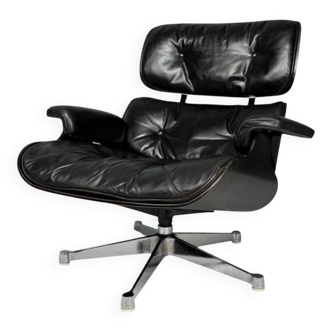 All Black Eames Lounge Chair by Herman Miller, 1970s