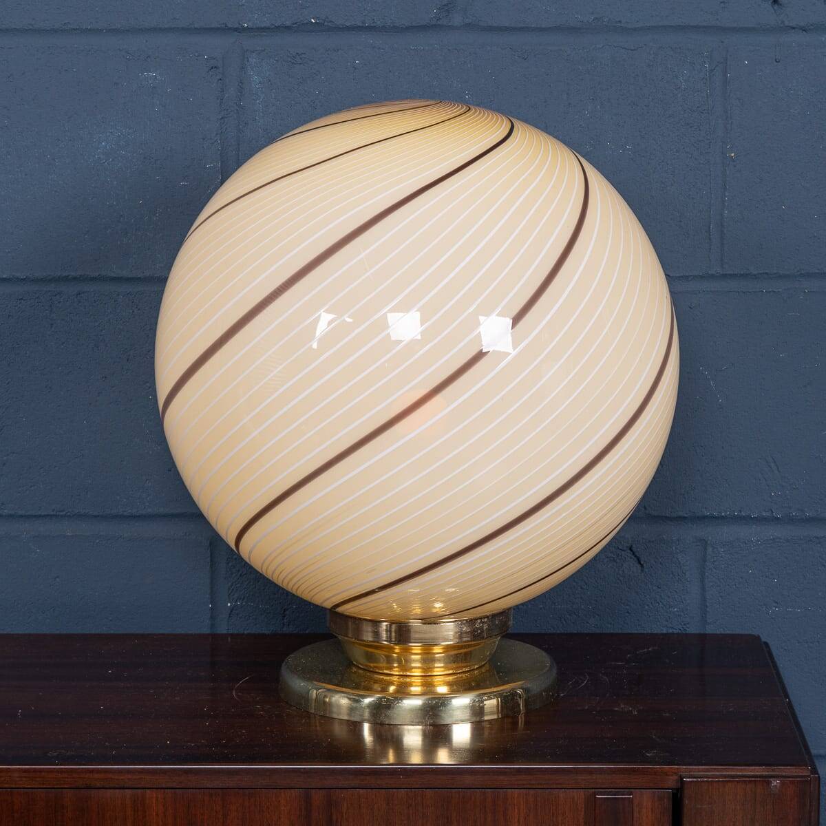Vintage 20thc italian hand blown glass table lamp, murano