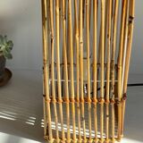 Vintage Wood and Wicker Cube Lamp