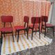 Lot de 4 chaises pieds compas noirs et rouges