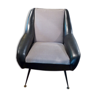 Vintage 50/60s chair leather and fabrics