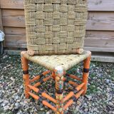 wooden stools and rush rope