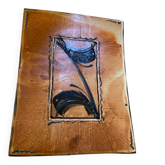 Varnished ceramic trivet or centrepiece, handmade piece.