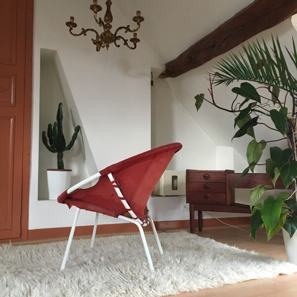 Fauteuil corbeille en cuir de Lusch