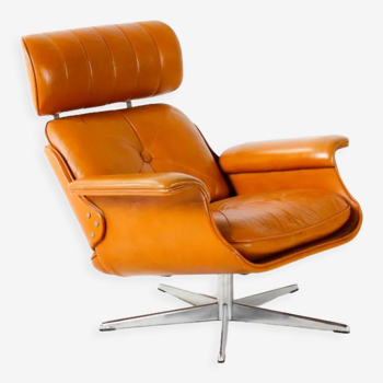 Cognac leather armchair by Martin Stoll for Giroflex