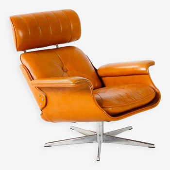 Fauteuil en cuir cognac by Martin Stoll pour Giroflex