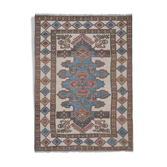 Handknotted soft blue and white turkish oushak rug 5'9" x 8'