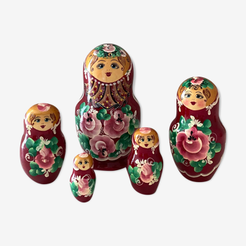 5 poupées Matryoshka poupées en bois matriochka vintage