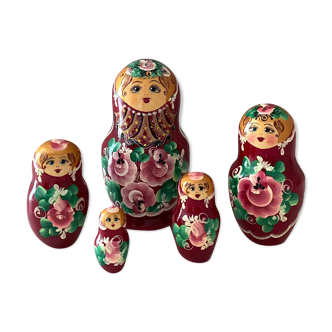 5 poupées Matryoshka poupées en bois matriochka vintage