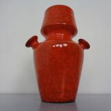 Italian orange ceramic studio vase with handle, 1970s