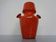 Italian Orange Ceramic Studio Vase with Handle, 1970s