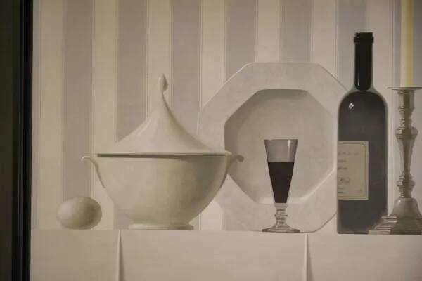 Oil painting still life The Glass of Wine by Nicolas Watine 1980