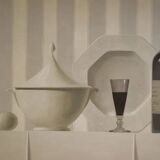Oil painting still life The Glass of Wine by Nicolas Watine 1980