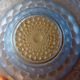 Art Deco blue glass centrepiece bowl with pansy decoration - 30 cm