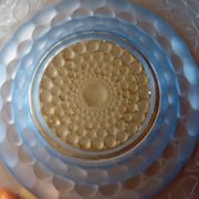 Art Deco blue glass centrepiece bowl with pansy decoration - 30 cm