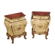 Paire de tables de chevet vénitiennes laquées, dorées et peintes