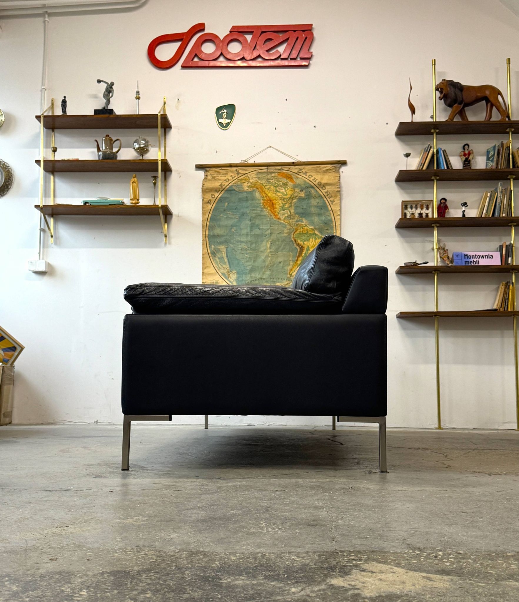 Leather sofa, Denmark, 1960s/70s, mid-century modern style, vintage