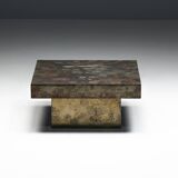 Table basse brutaliste en acier, France, années 1970
