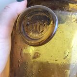 Handmade jar in blown bubbled glass Biot amber