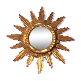 Mirror sun gilded wood leaf 57 cm, middle XXth