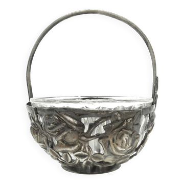 Sugar bowl, postmodernism, silver-plated brass, HEFRA, Poland, 1970s