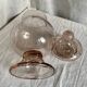 Lilac bubble glass jar with lid, signed Biot, vintage 1960-70
