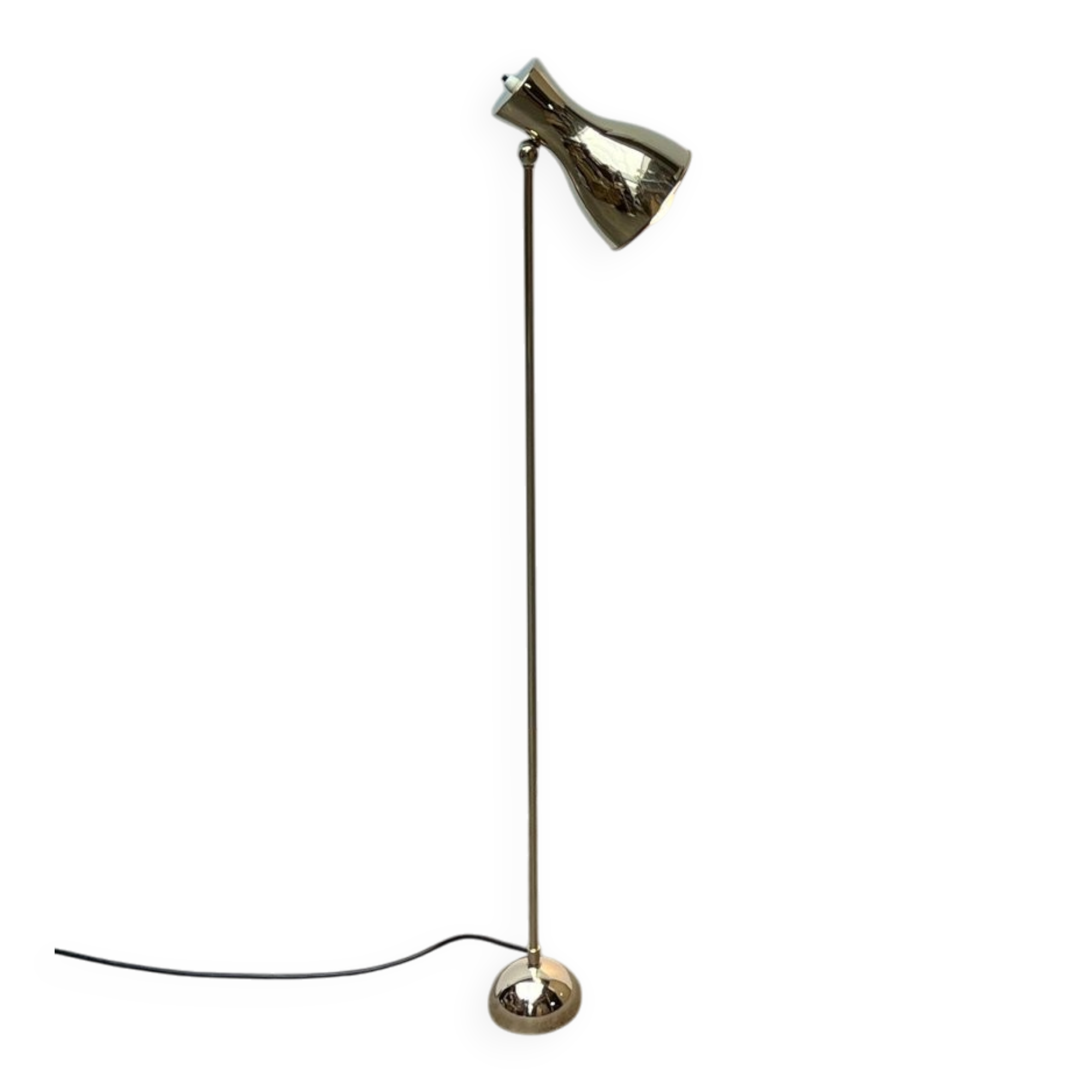 Minimalist brass floor lamp from the mid-century by Dieter Schulz for Wohnbedarf Ag, 1950s.