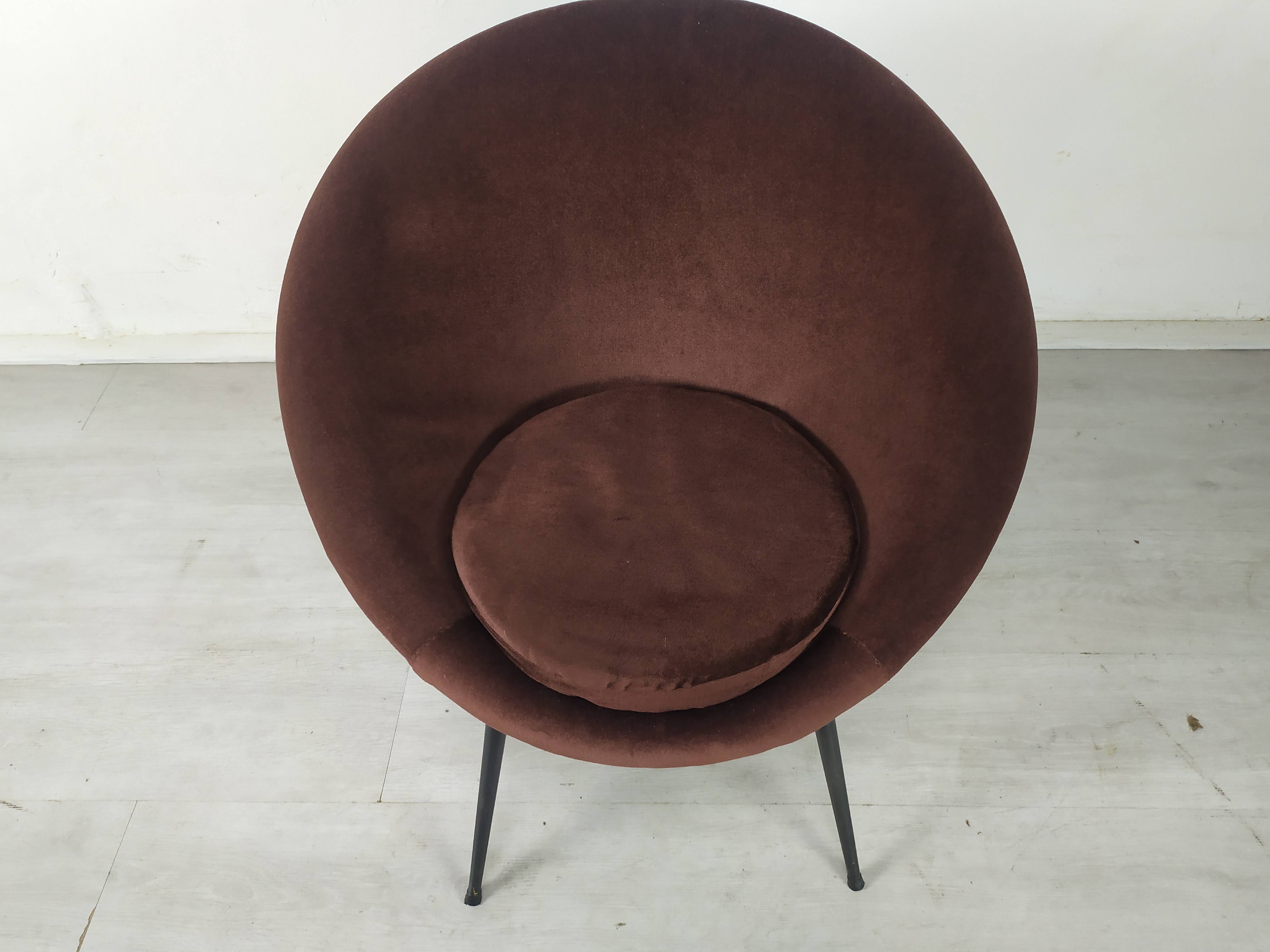 Vintage armchair velvet brown