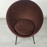 Vintage armchair velvet brown