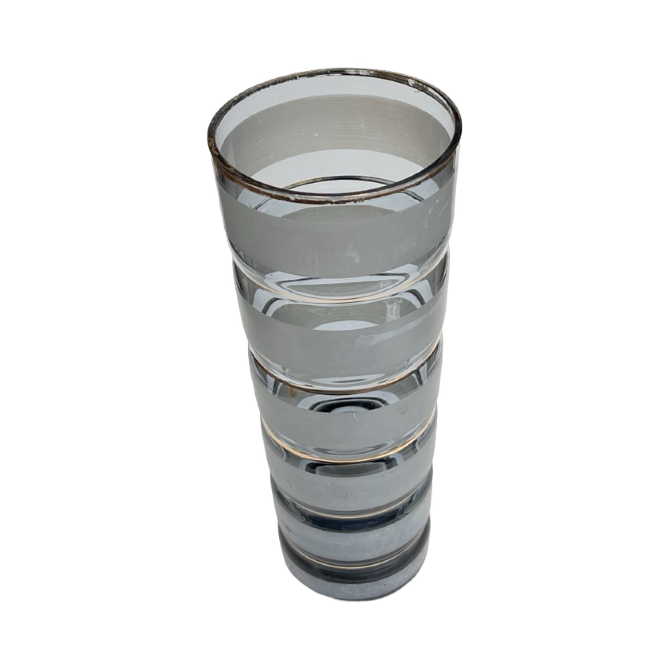 Smoked glass vase with gold stripe decoration, 1960s/1970s.