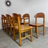 6 old Scandinavian chairs from the 70s solid wood design Reiner Daumiller in solid pine