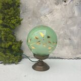 Globe table lamp in green opaline