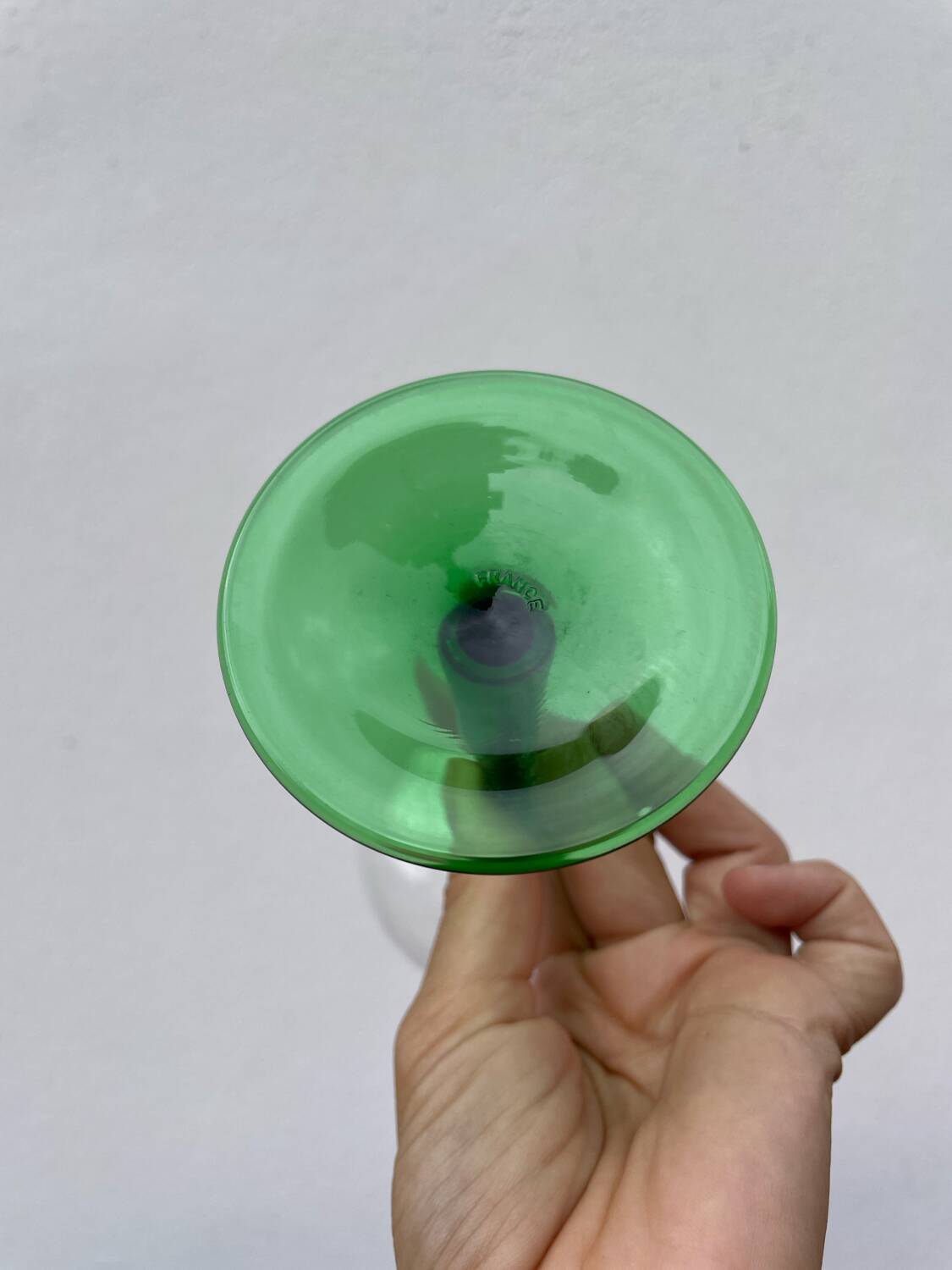 7 green Alsace wine glasses