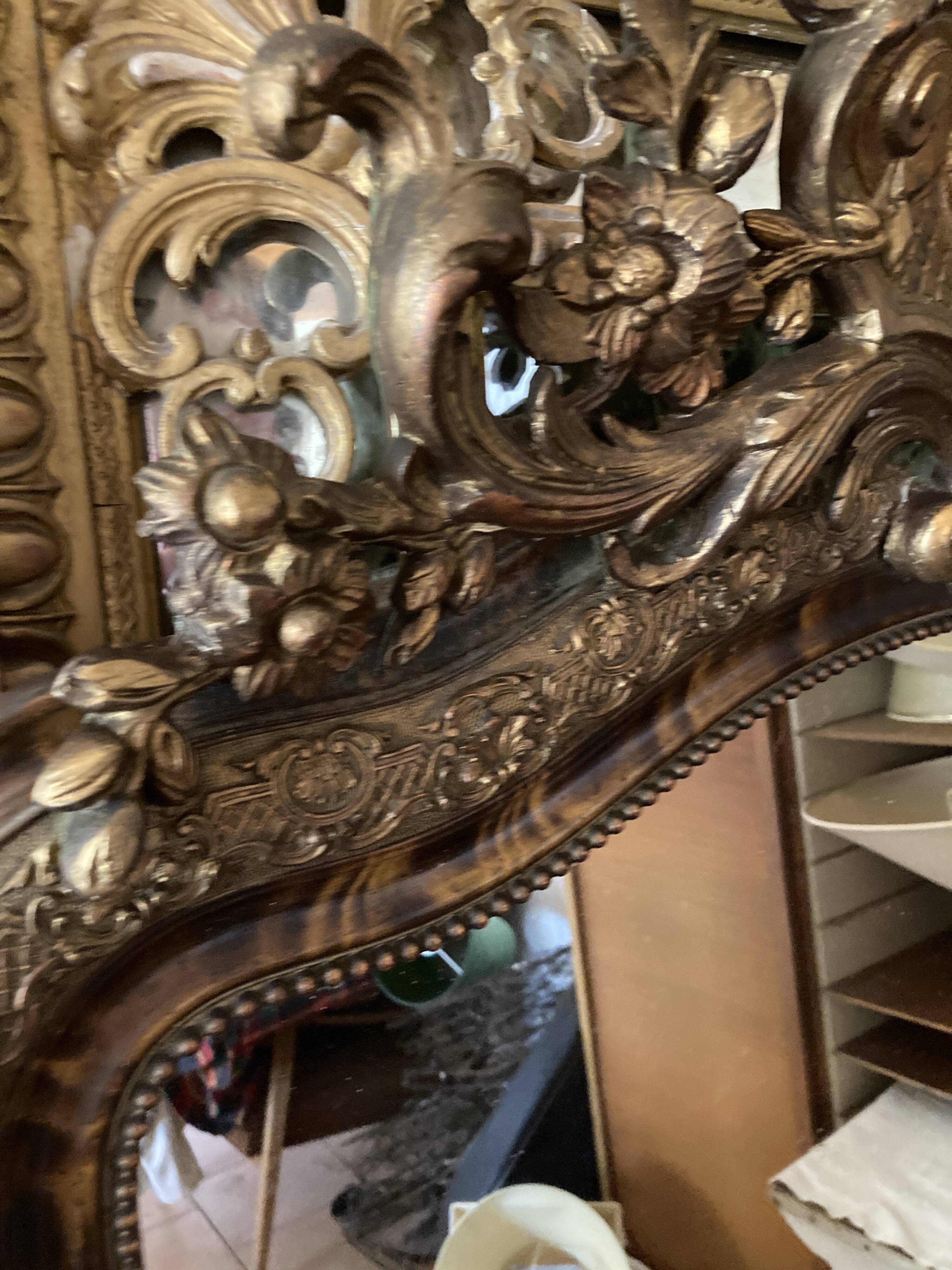 Baroque mirror 19th century gilded  84x156cm