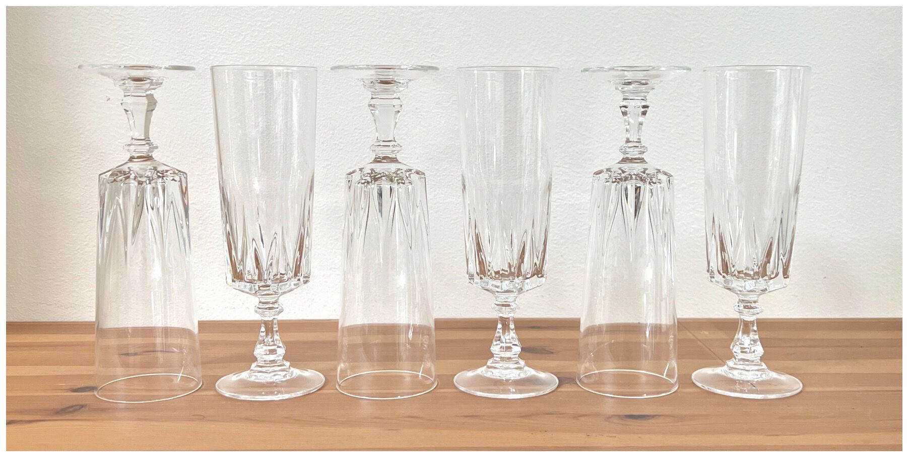 6 flutes - Cristal d'arques - glasses - Louvre model