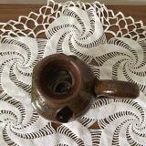 Brown stoneware tealight holder with handle