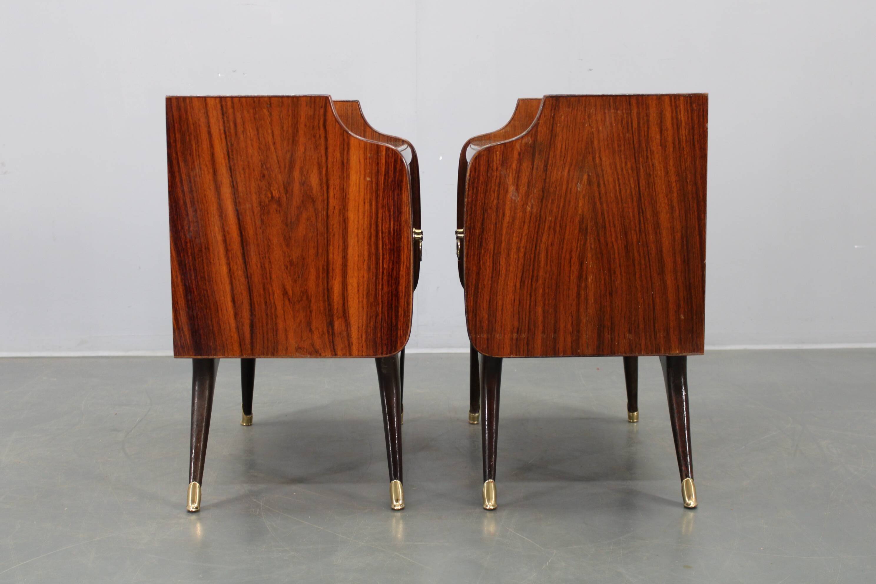 Mid-century Italian bedside tables with glass tops, 1950s