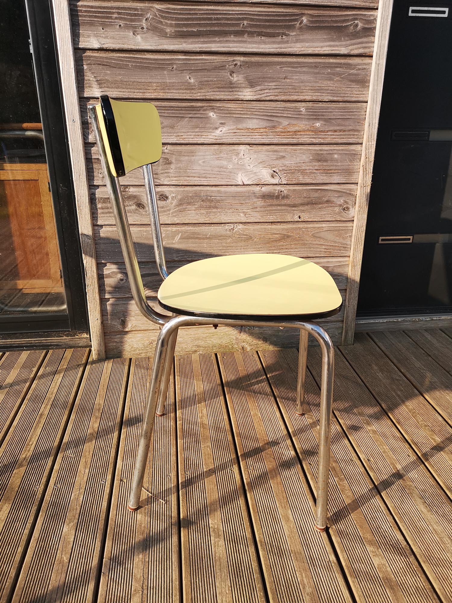 Lemon yellow formica table and chair