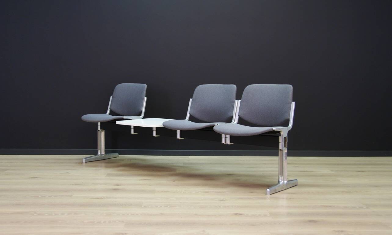 Grey aluminium bench, Danish design, 1960s, production: Denmark