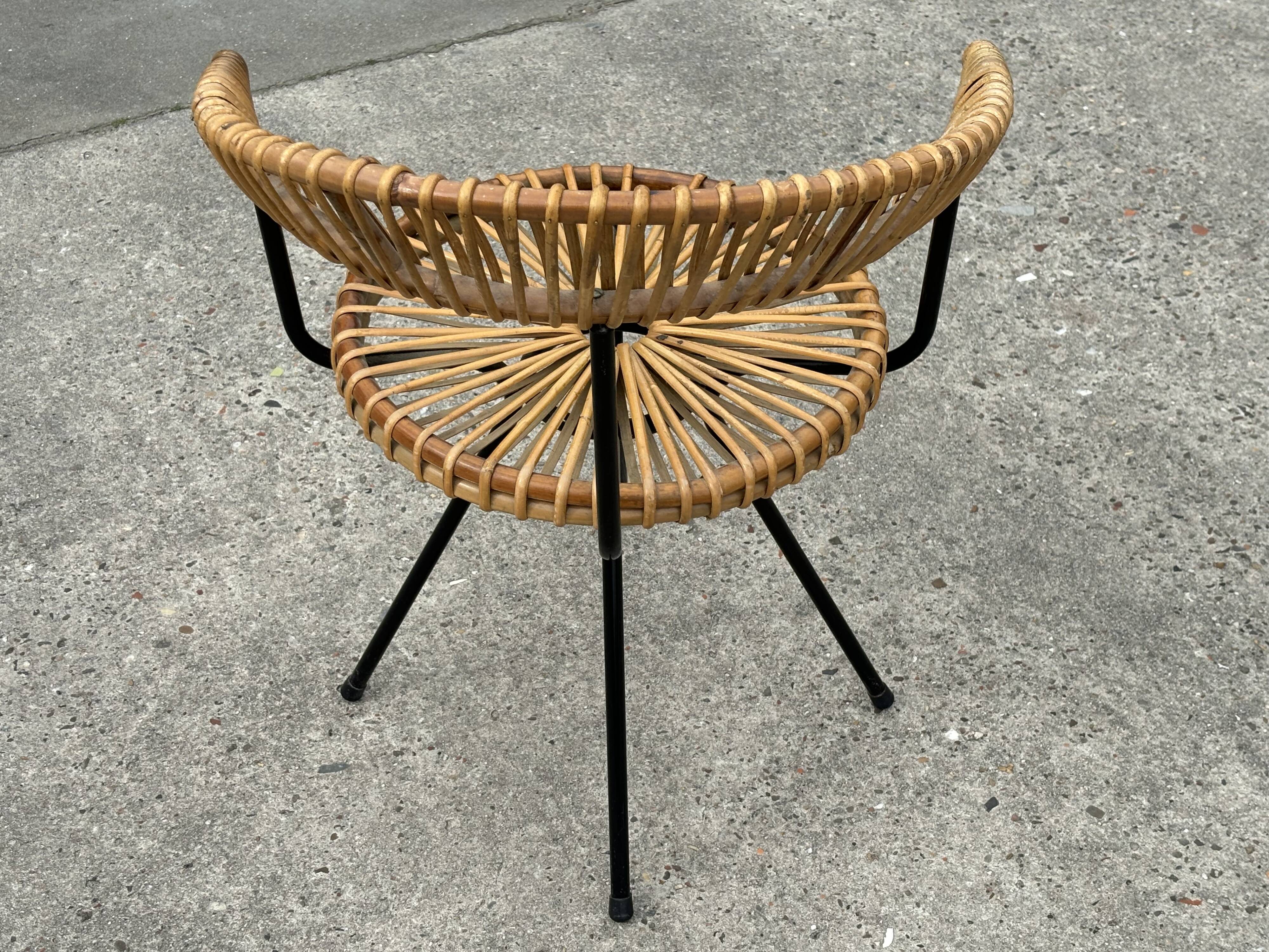 Vintage rattan chair Rohe Noordwolde Netherlands 1960s design